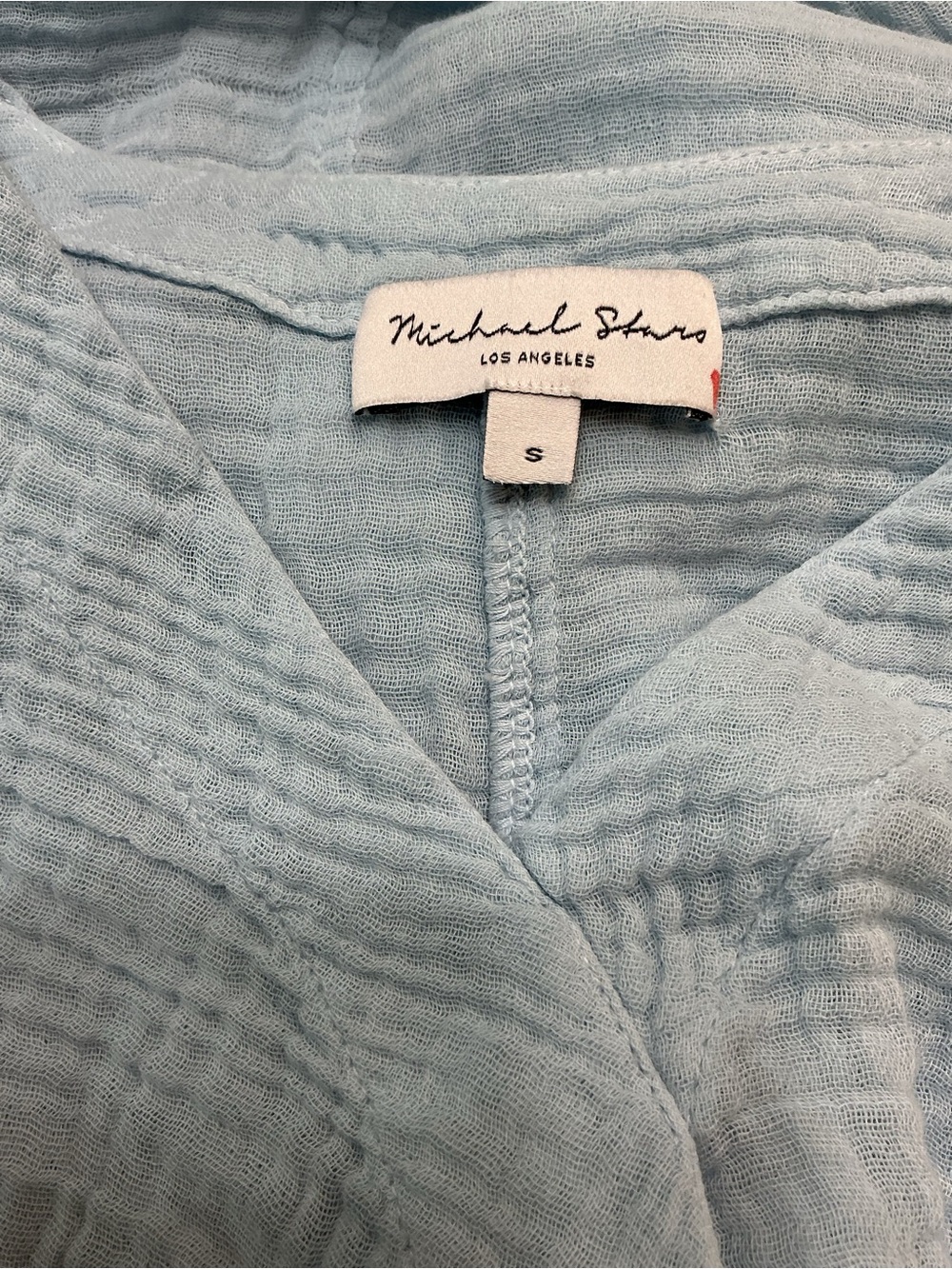 NWT Michael Stars Light Blue Double Gauze Cotton Surplice Wrap Top Size Small - Picture 9 of 12